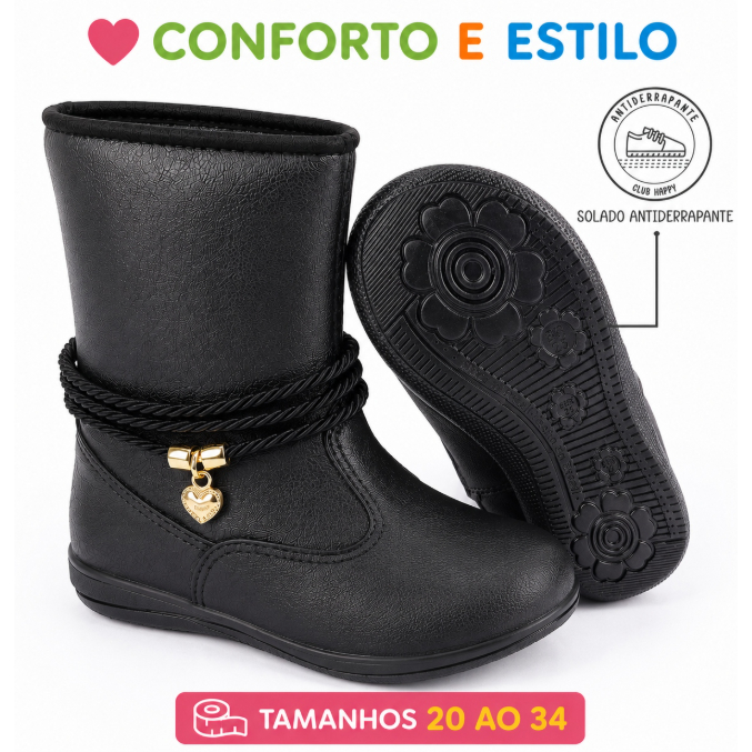 Bota Infantil Feminina Boiadeira Botinha Feminina Club Happy
