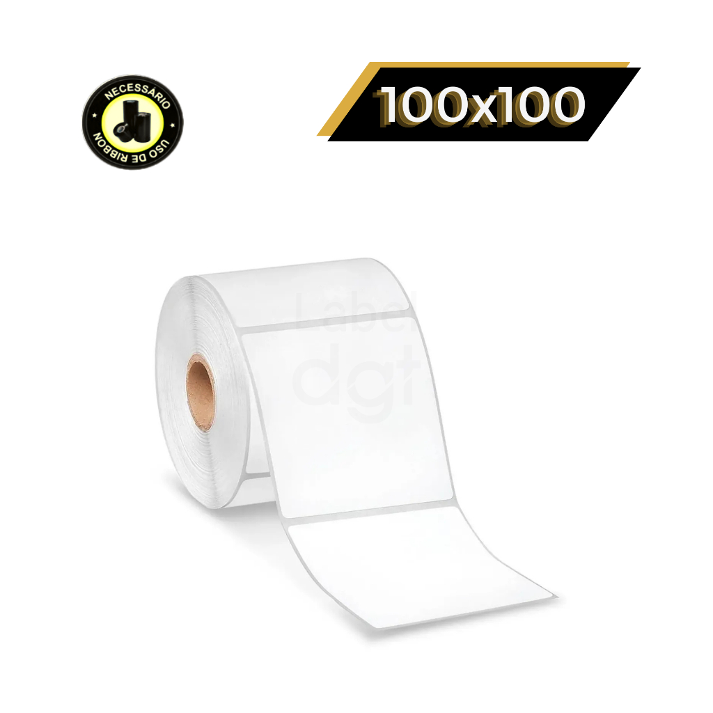Kit 5 Etiquetas Couche 100x100mm sem Serrilha Zebra Argox Elgin Ribbon Impressora Termica Ecommerce