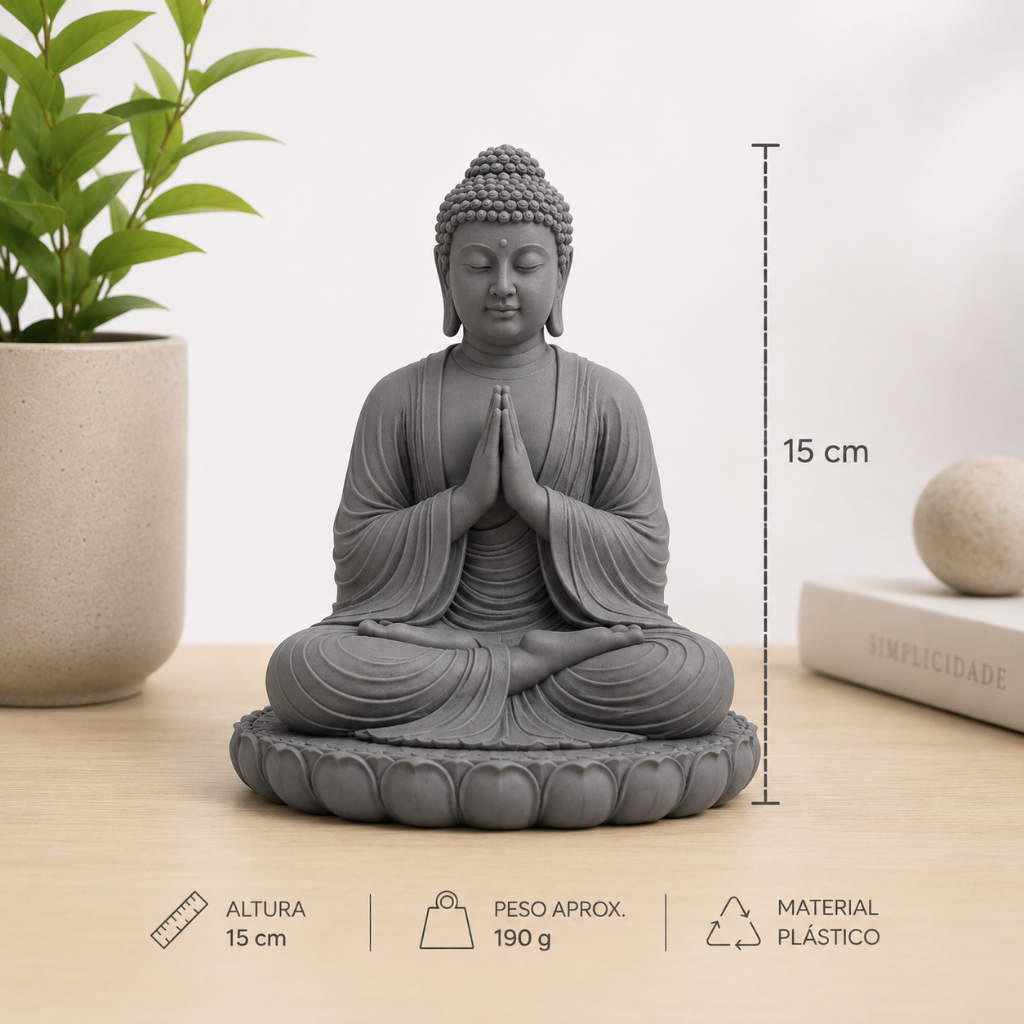 Imagem ESCULTURA BUDA DECORATIVO REZANDO MEDITAÇÃO FÉ - ENFEITE DECORAÇÃO