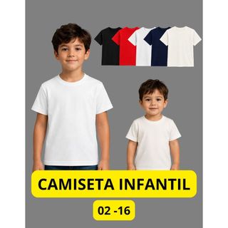 Camiseta Infantil Lisa Básica 100% Algodão Confortável