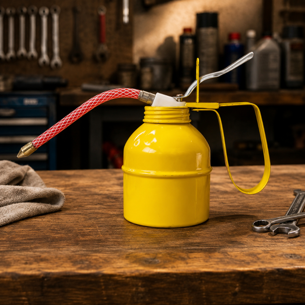 Bomba Manual Almotolia Alta Pressao 300ml Amarela Uso Automotivo Industria Fluido