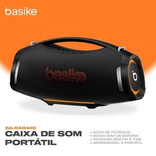 Caixa de Som Portátil Basike Rad440 Bluetooth 500W Graves Fortes 60000mAh IPX6 À Prova D'água RGB TWS