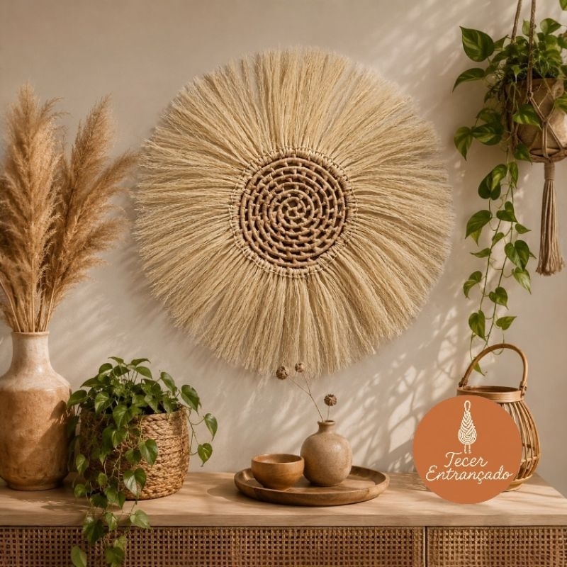MANDALA GIRASSOL GG decoração de parede rústica, decoração casa, decoração boho, enfeite sisal.