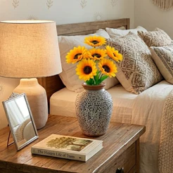 Kit 5 Botões Flores Girassol Arranjo Folhagem Artificiais P/ Decoração Sala Quarto Escritório - Castela