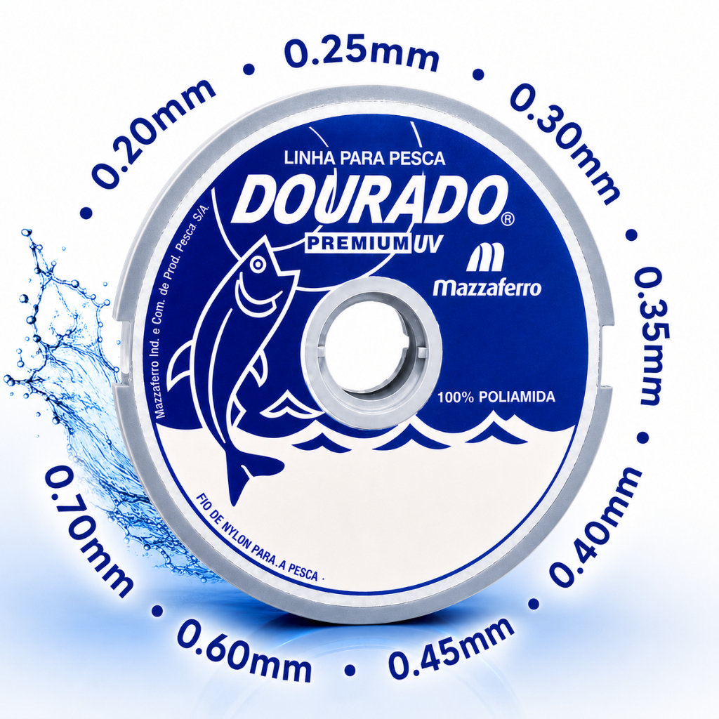 Linha Nylon Monofilamento Dourado 100m Premium Várias Bitolas Mazzaferro Pesca/Artesanato