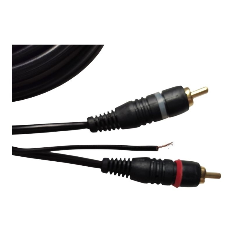 01 Cabo Rca 2 X 2 com Fio Terra 3 metros Áudio Som e Som Automotivo Flex Preto
