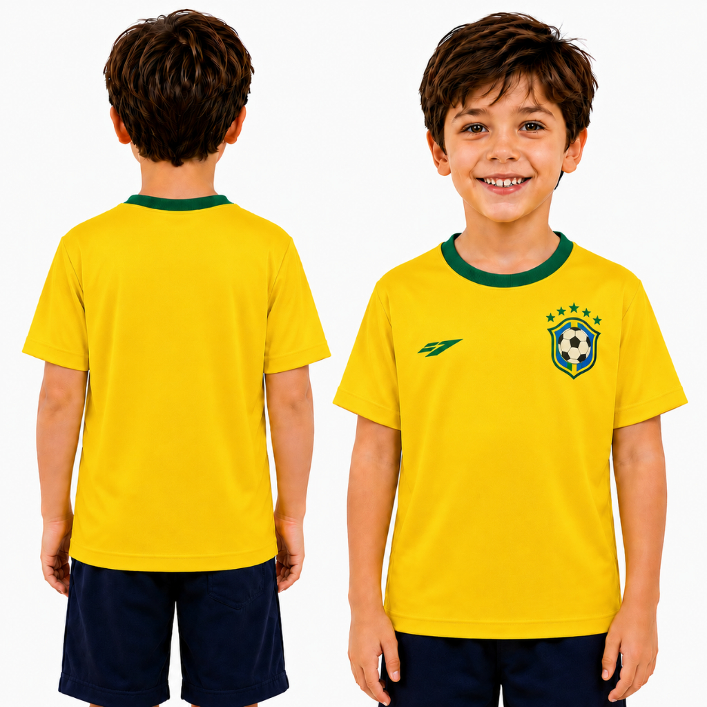 Camiseta do Brasil Infantil Juvenil Esportiva Dry Fit Menino 2 a 16 Anos *Leia a descrição*