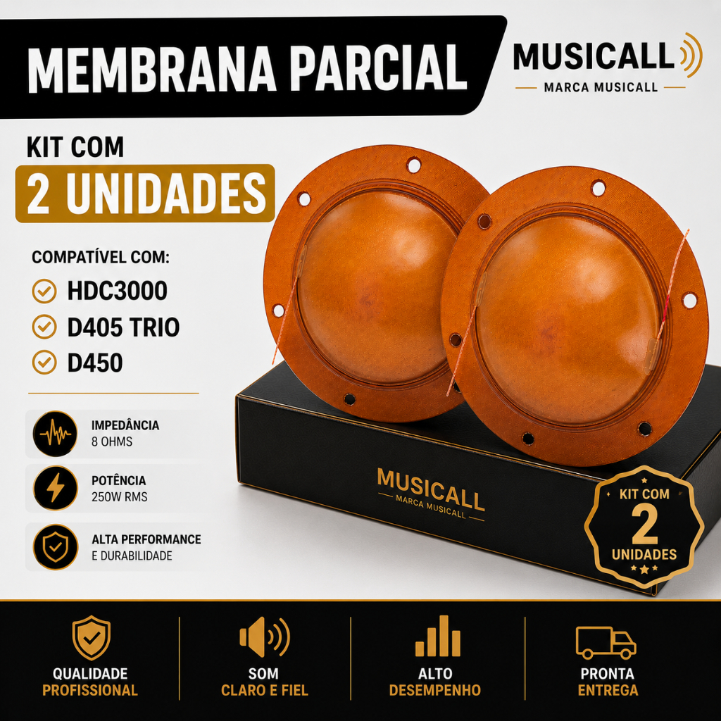 Kit 2 Reparo Membrana Parcial Para Reparo D405 Trio D450 Para Corneta Hdc3000 P/ Som Automotivo Profissional Residencial