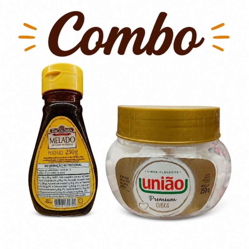 Kit Melado de Cana DaColônia 250g + Açúcar em Cubos União Premium 250g Combo Especial