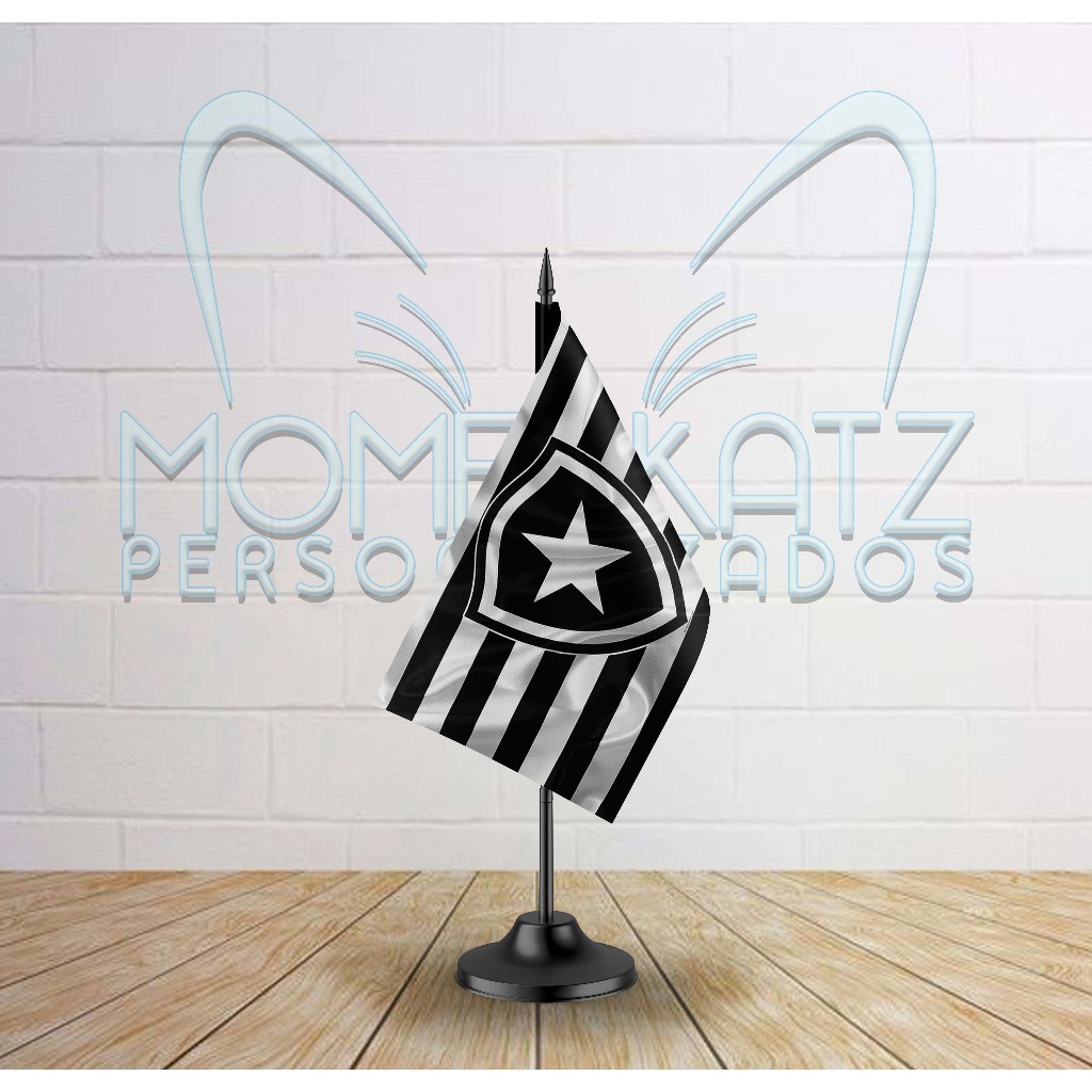 Mini Bandeirinha de Mesa Botafogo 20x12cm | Personalizada | Haste 28cm | Estampa em Sublimação