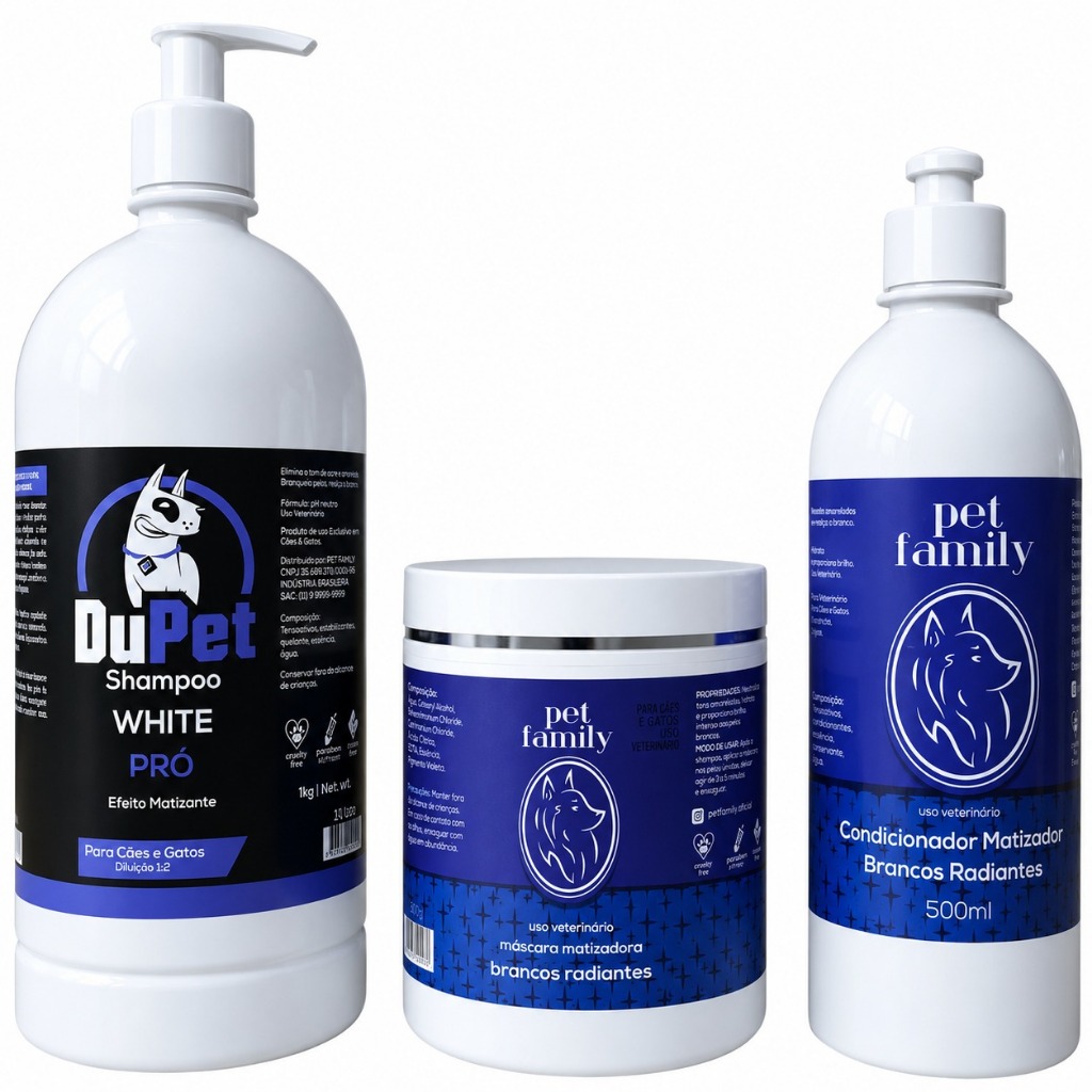 Kit Shampoo e Condicionador Branqueador Matizante para Pets
