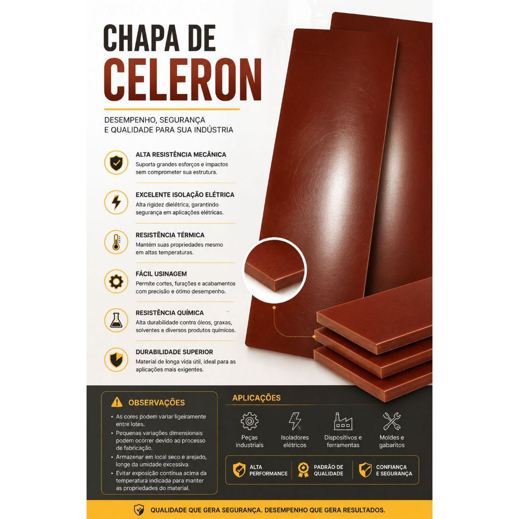 Chapa Celeron 1mm X 5cm X 50cm Industrial Maciça Alta Resistência P/ Corte Marrom Malha Média