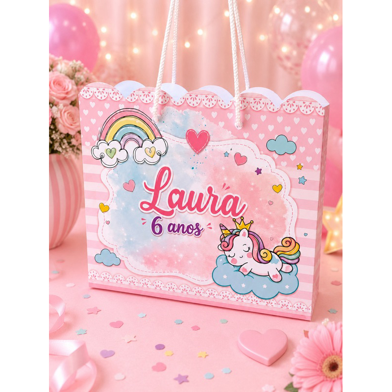 Sacolinha Personalizada Unicórnio | Lembrancinha Festa Infantil