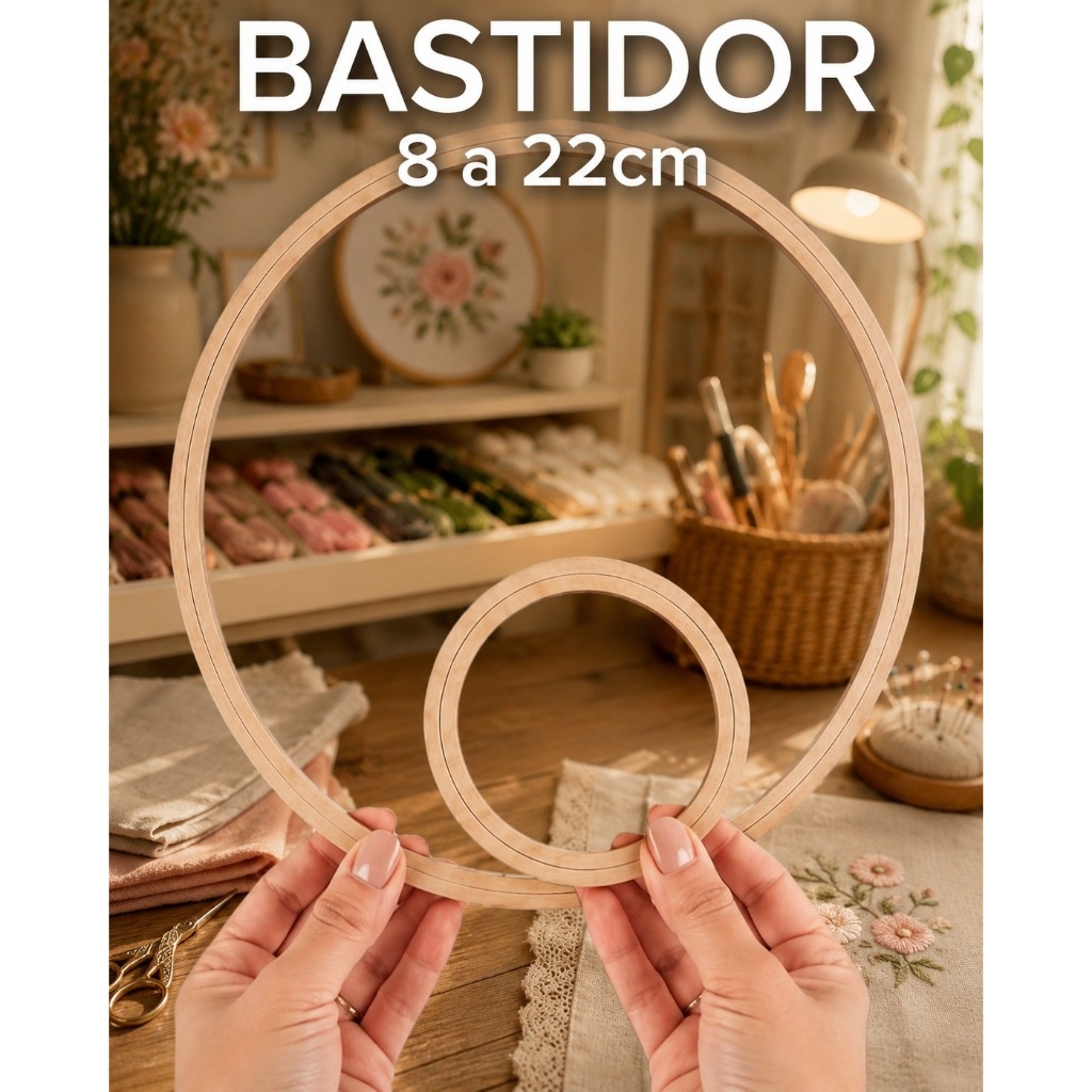 Kit 5un de Bastidores de Mdf de 8 a 26cm para Bordado Macramê Artesanato - Aro Argola de Madeira para arte DIY