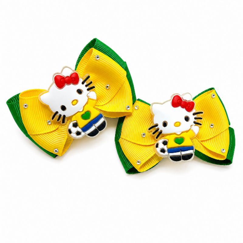 Par Laço Cruzado helowkit Verde e Amarelo 💚💛 Tema Brasil | Copa do Mundo Infantil