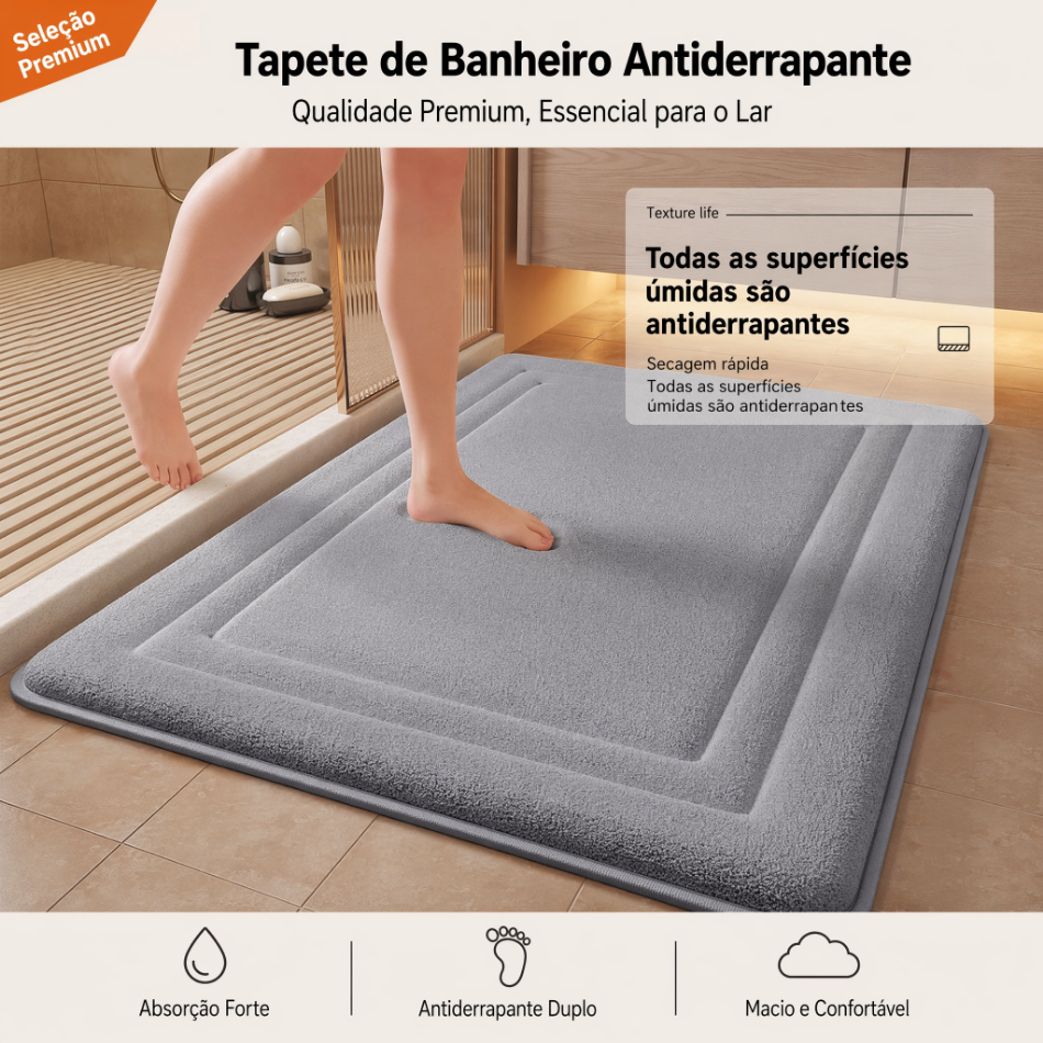 Tapete De Banho De Veludo Coral Super Absorvente Antiderrapante De Água Para Entrada De Banheiro