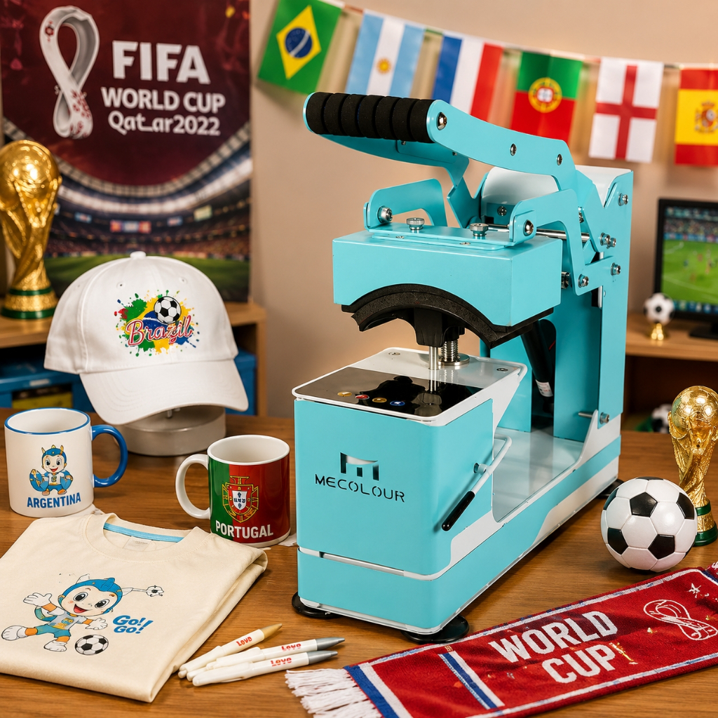 Máquina de Prensa Térmica de Sublimação 4 em 1 para Chapéus, Estampagem A Quente, Canecas, Canetas de Cozimento Mecolour