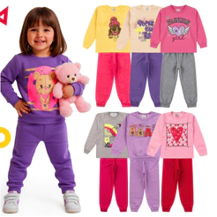Kit 10 Peças Moletom Infantil Feminino Inverno Manga Longa Conjunto Menina 1 ao 14