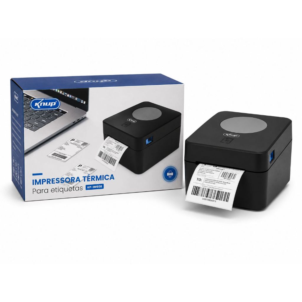 Impressora Térmica Etiquetas 10x15 USB 203 DPI Correios Shopee Mercado Livre Knup KP-IM608