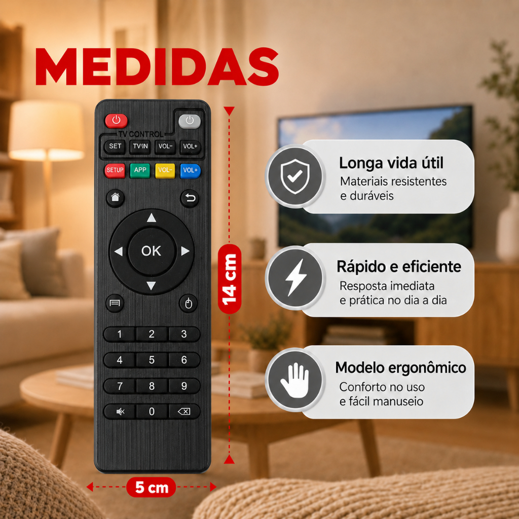 Controles Remotos Para TV Box Inteligente Completo com Pilhas