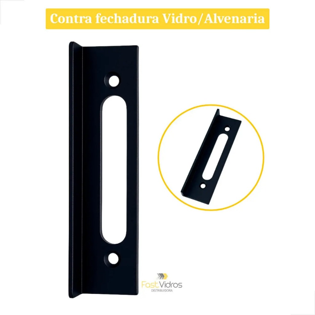 Espelho Para 1520 Fechadura Alvenaria Trinco Rolete Preto - Fast Vidros