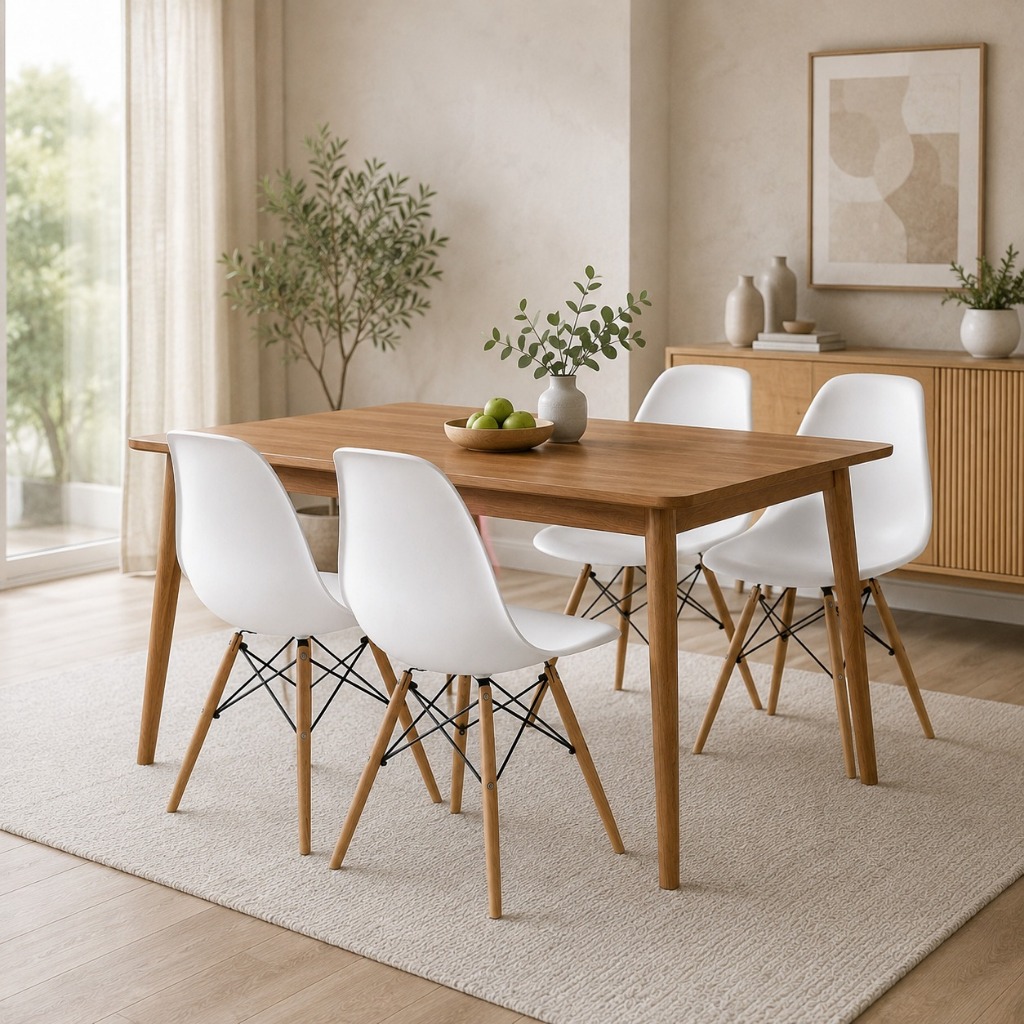 Kit 1, 2, 4 Cadeiras Eiffel Eames Pés De Madeira Sala Quarto Escritório Moderna Wood Design Premium