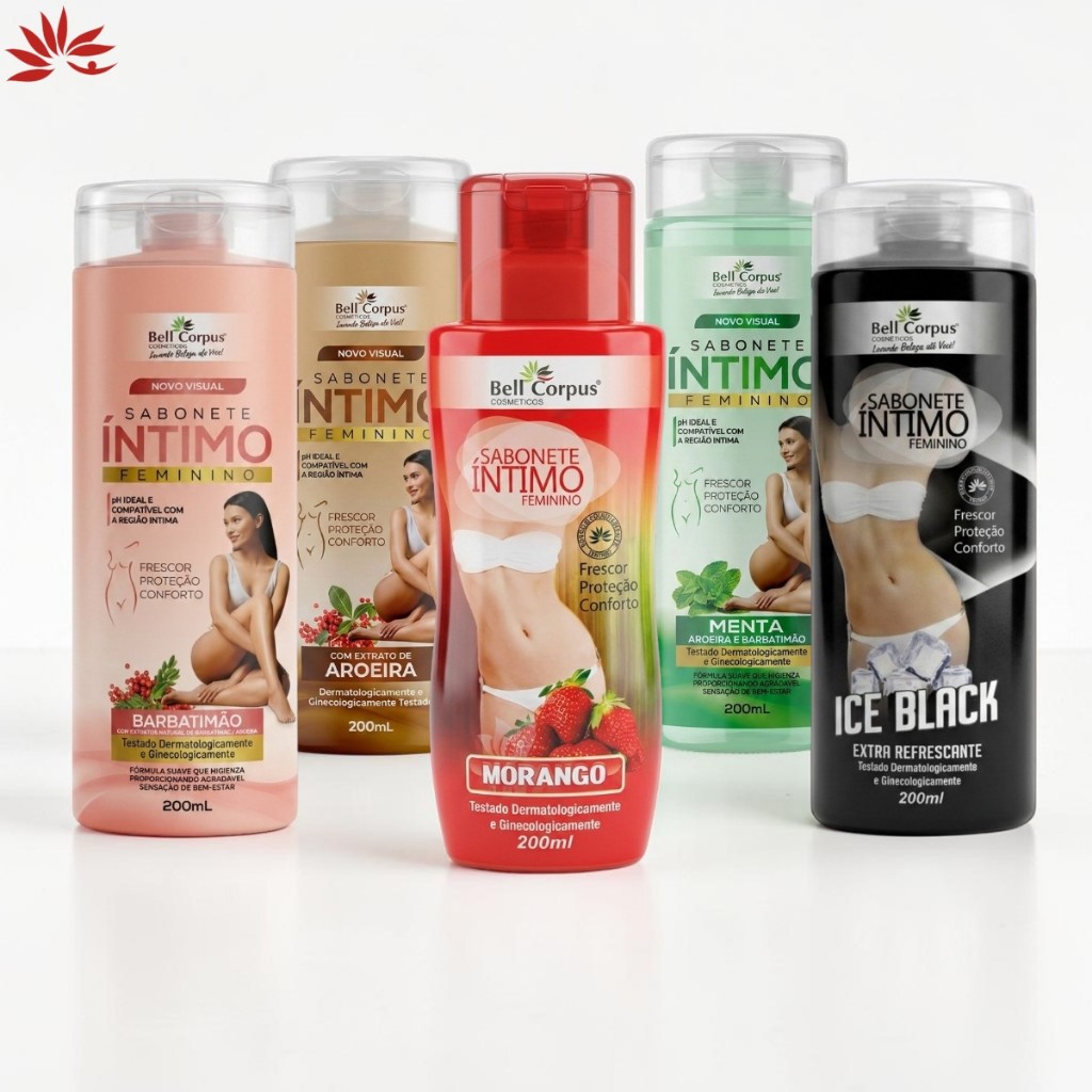 KIT COM 12 Sabonete Líquido Íntimo Feminino Frescor Diário pH Equilibrado BellCorpus (CAIXA FECHADA)