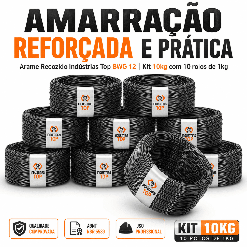 Kit 10kg Amarração Reforçada e Prática Arame Recozido Indústrias Top BWG 12