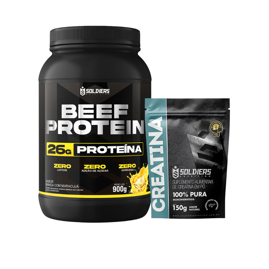 Kit: Beef Protein Suplemento Alimentar em Pó + Creatina Monohidradata 150g - Soldiers Nutrition