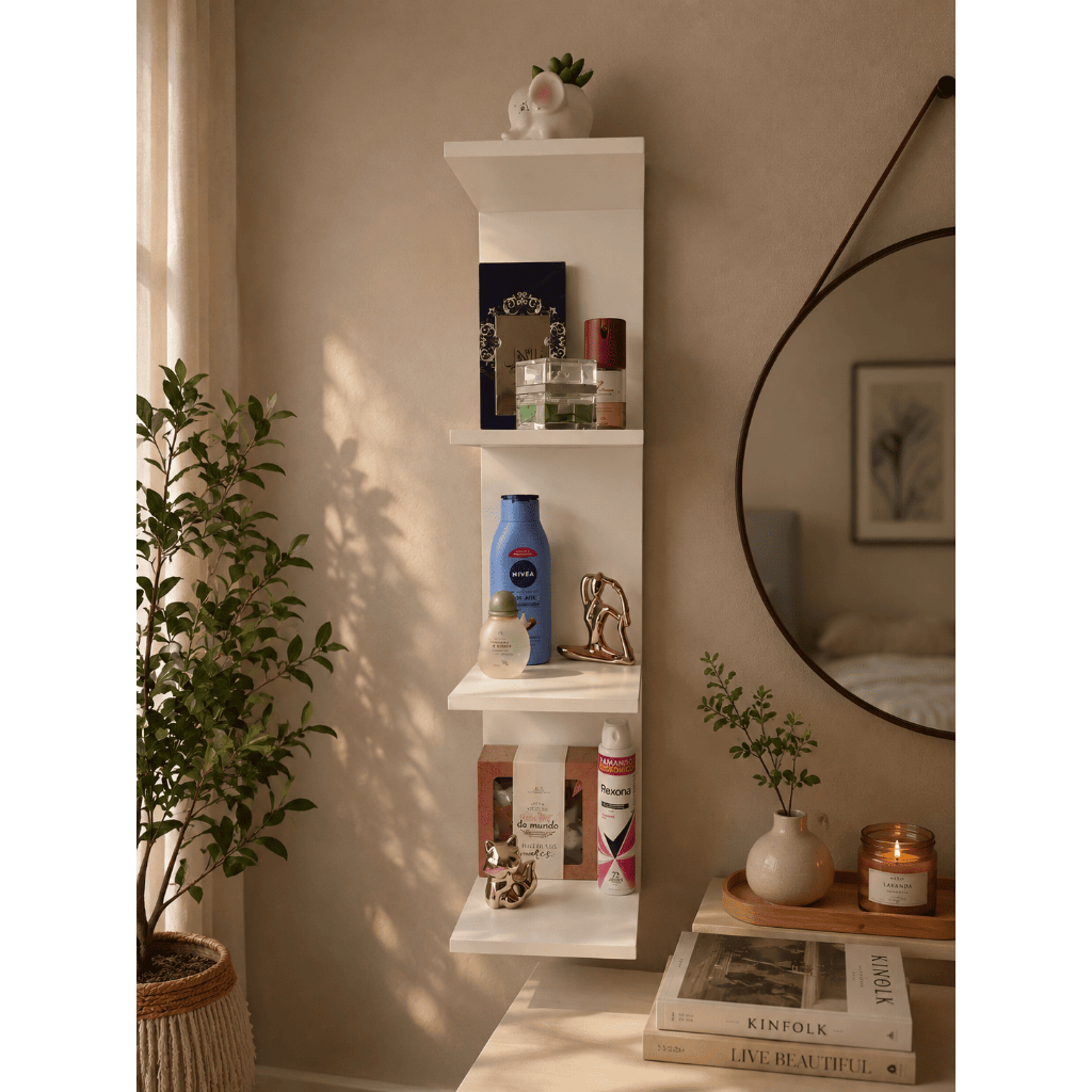 Torre de Prateleira Estante MDF 85 CM Decoração Organizar Casa Quarto Escritório Produtos Perfumes