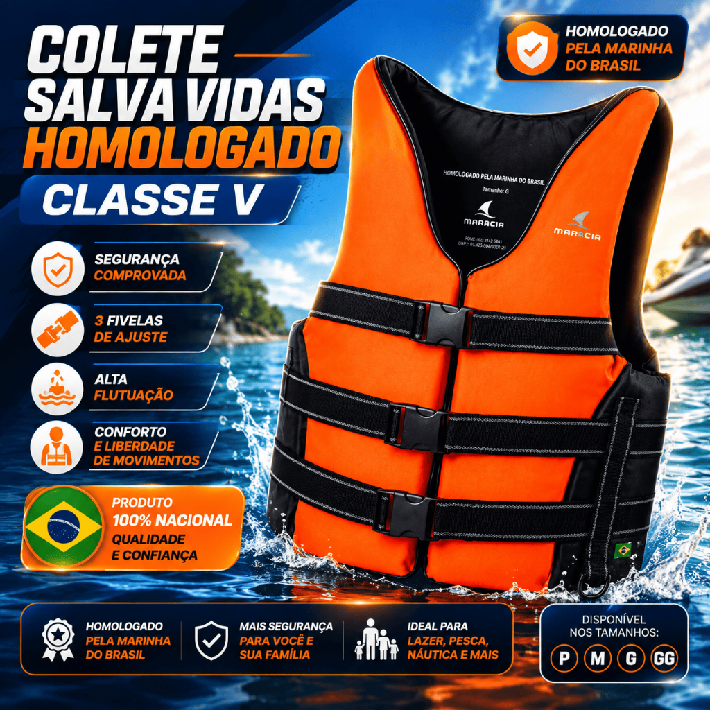 Colete Homologado Salva Vidas Esportivo Jetski Wake Pesca Classe V