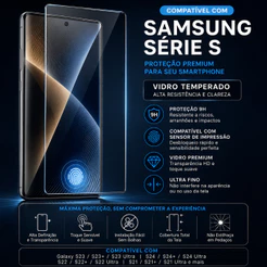 Película 3D Vidro Temperado para Samsung Série S com Biometria/s24 ultra/ S26 ULTRA/S25 ULTRA