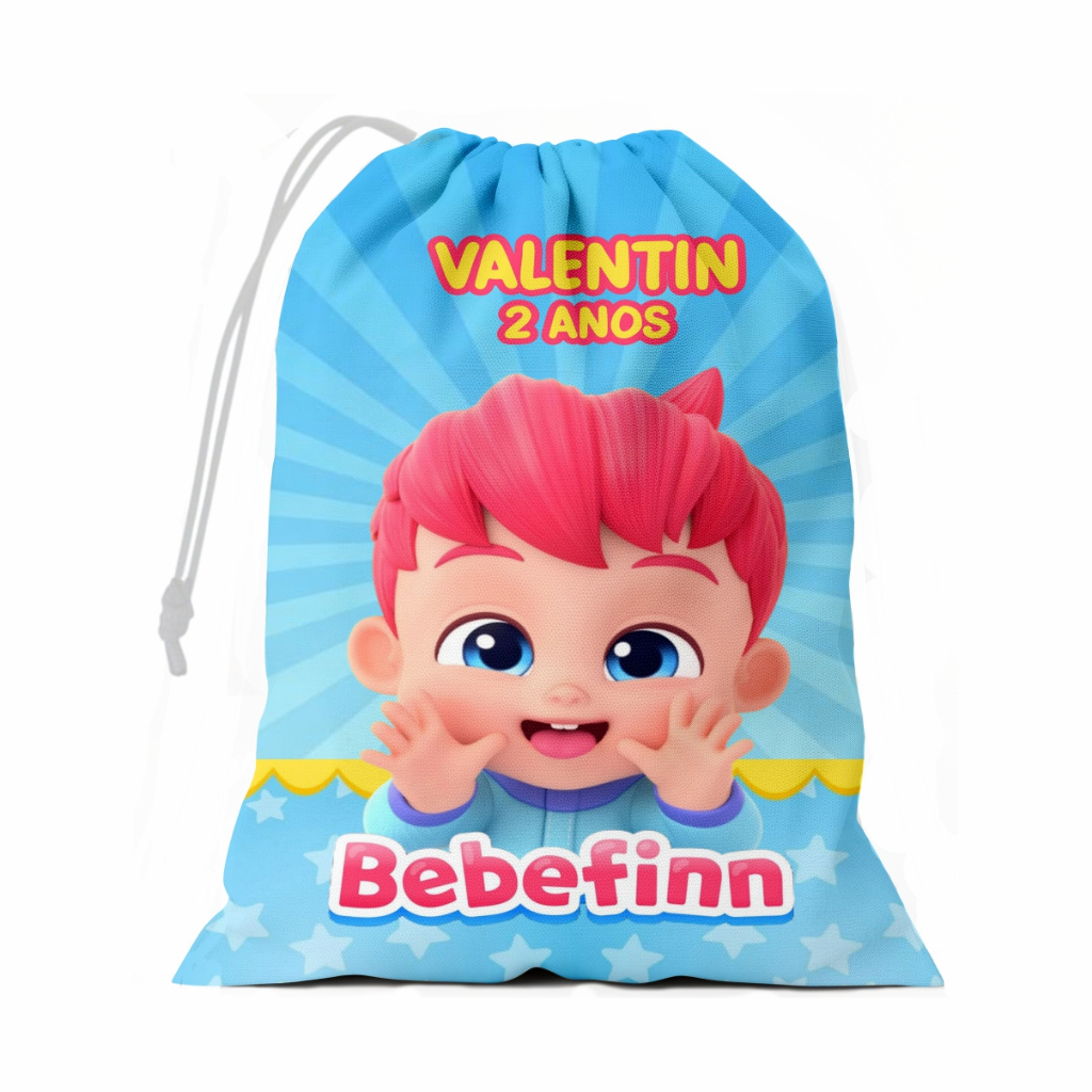 Saquinho Surpresa Bebefinn Personalizado Bebe finn Com Nome e Idade  15x20 Lembrancinha Festas e Aniversario