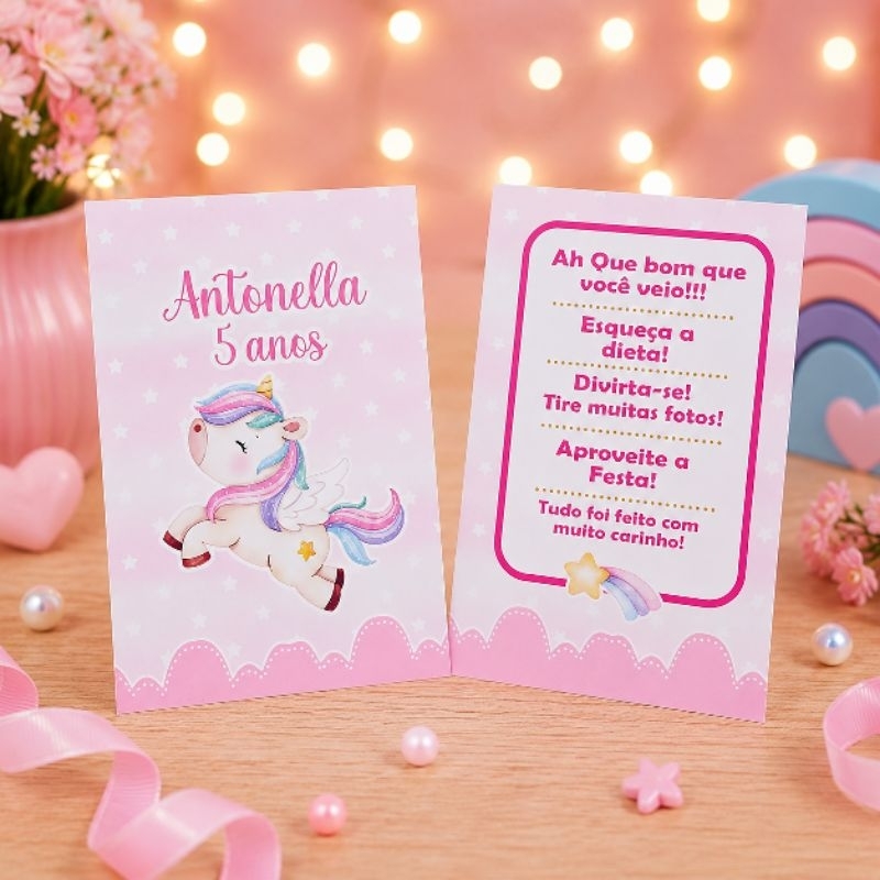Kit Plaquinha de Agradecimento Unicórnio - Centro de Mesa- Personalizados-Lembrancinha- Festa- Aniversário- Decoração