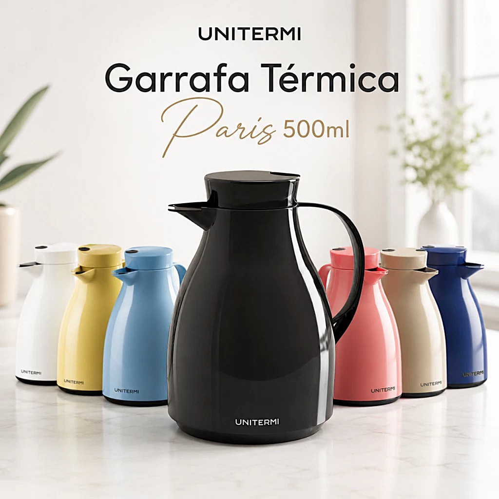 Garrafa Térmica Com Gatilho Paris Chá/Café 500ml Unitermi