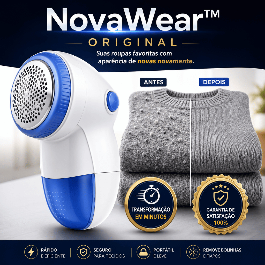Removedor de Bolinhas de Roupa Elétrico NovaWear™ Portátil Papa Bolinhas Tira Fiapos para Tecidos