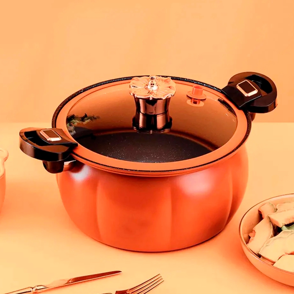Panela Caçarola Abóbora Antiaderente Cerâmica 8 Litros Design Caldeirão Grande Cozinha