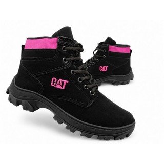 Bota feminina Caterpillar coturno feminino casual cano curto preto