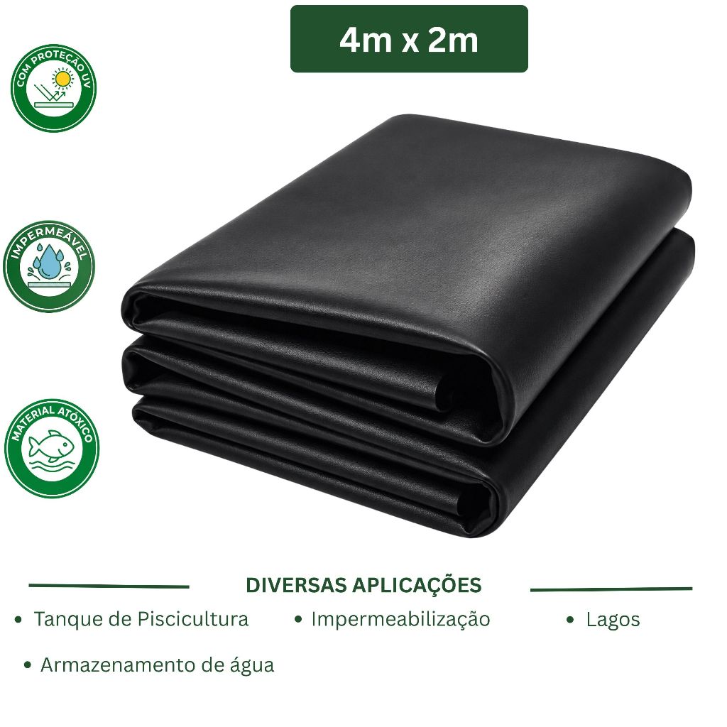 Lona Manta Geomembrana Pead Lagos Tanques Peixes - 4x2