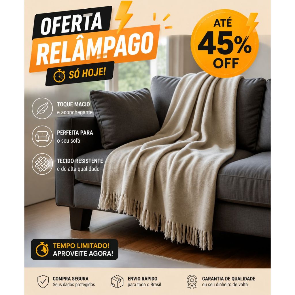 Manta Para Sofá 2,70 M x 2,55 M Premium Gigante Decorativa Protetora De Crochê Envio Imediato