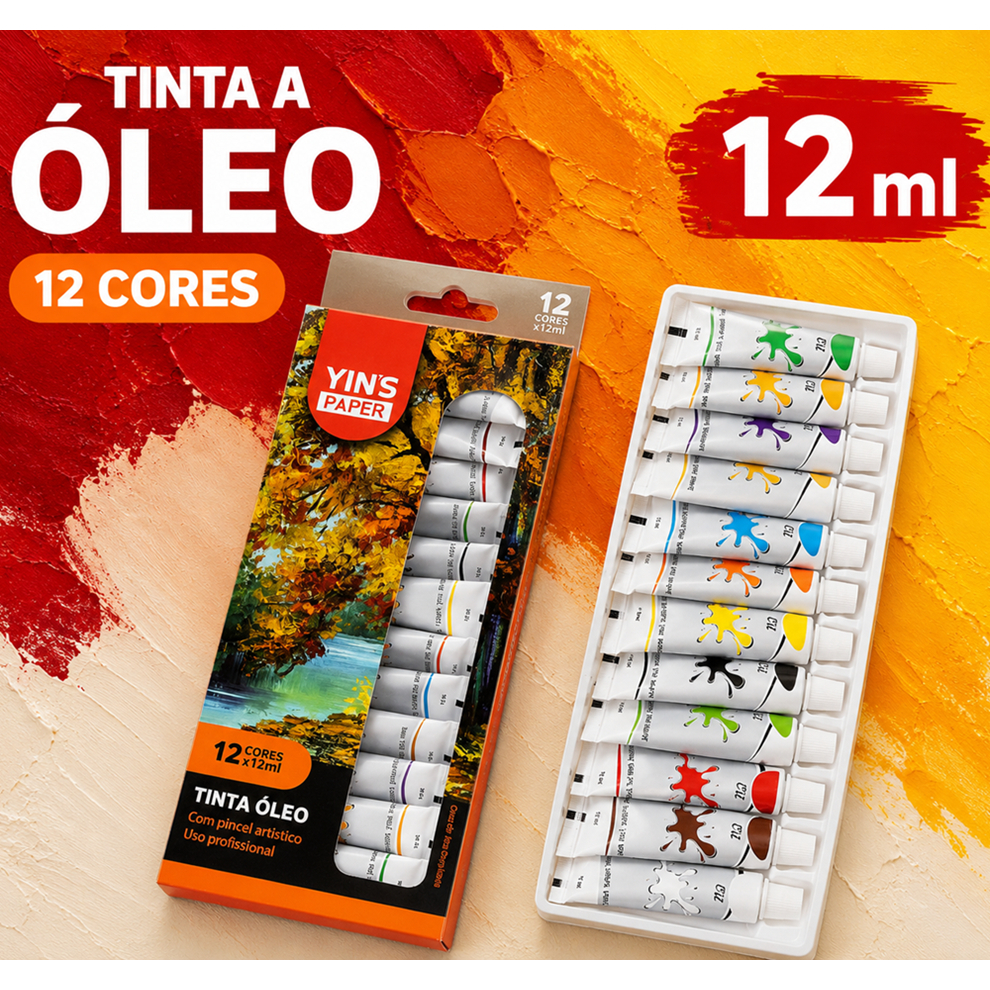 Tinta a Óleo  Estojo 12 Cores  e 12 ml Bisnaga Alta Qualidade Para Pintura./Tinta Acrílica 24 cores 12 ml