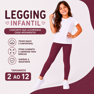 Legging Infantil Feminina Super Confortável Moda Menina Tam 2 ao 12