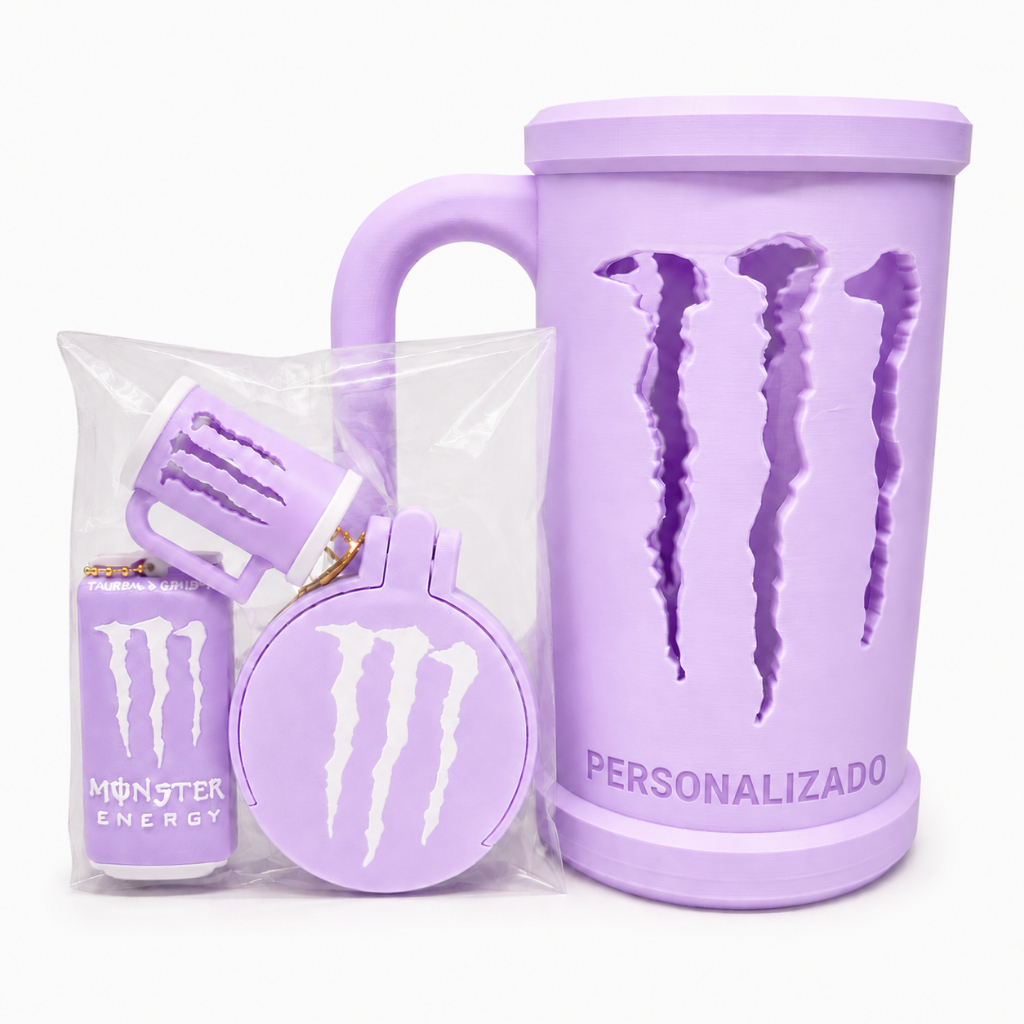 Porta lata energetico monster 473 ml kit chaveiro tampa abridor personalizado nome — imagem 2 de 2