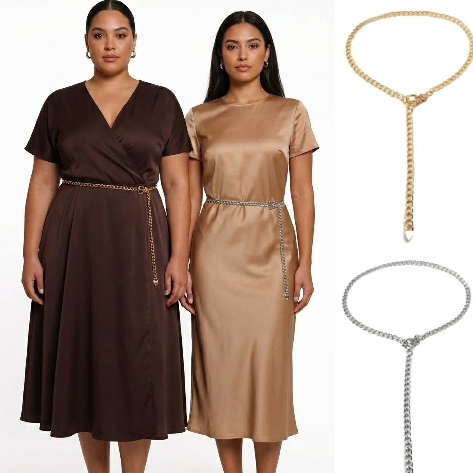 Cinto Feminino de Corrente Metal Plus Size Estilo Blogueira da Moda Tendência Fashion - Maya
