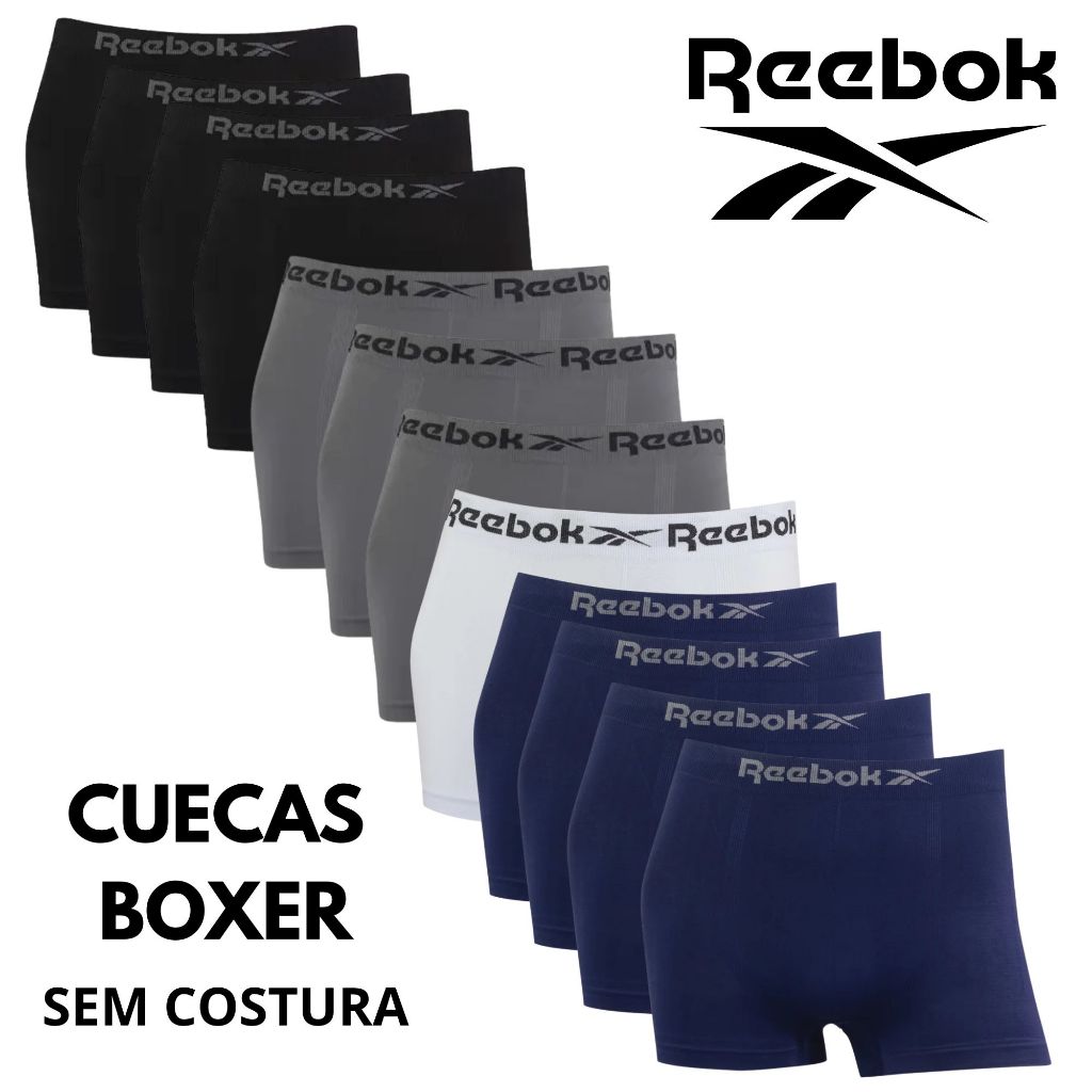 Kit Cueca Boxer Original Reebok Adulto Microfibra Sem Costura Lisa Toque Macio Confortável
