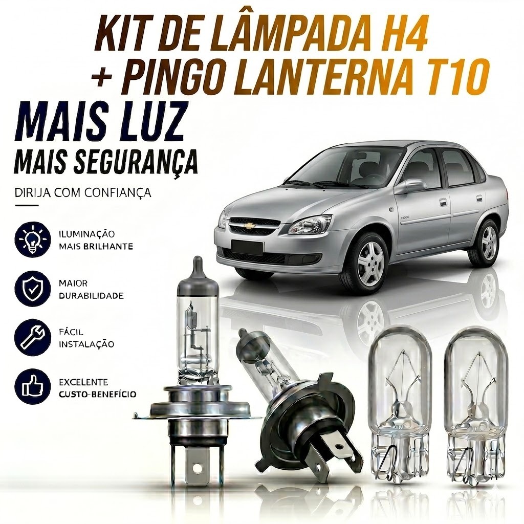 Lampada farol BAIXO / ALTO + LANTERNA Corsa Classic - 2002 até 2009