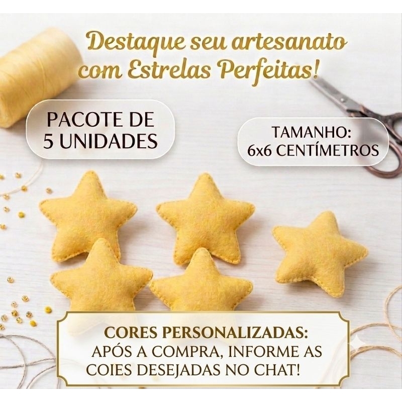 APLIQUE DE ESTRELA DE FELTRO/ KIT 5