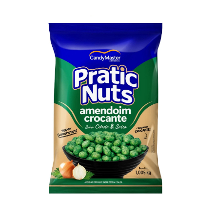 Amendoim Crocante Pratic Nuts Sabor Cebola e Salsa 1,005 Kg