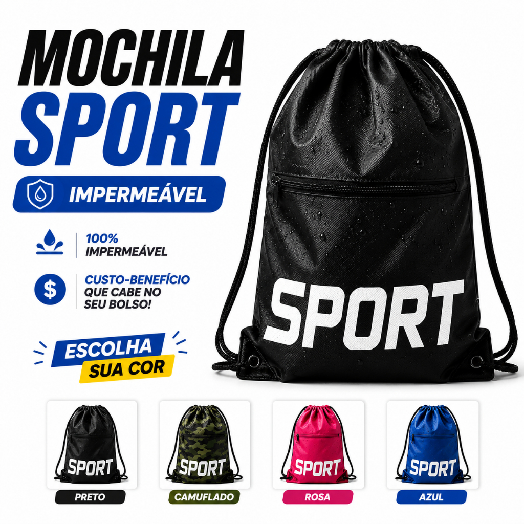 Bolsa Academia Unissex impermeável Mochila Bolsa Sacola Feminina Masculina