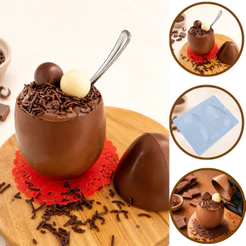 1~5 LANÇAMENTO BWB FORMA SILICONE BWB OVO DE PÁSCOA 2025 COPO DE COLHER 3 PARTES COD 10333 (CHOCO)